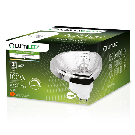 LED Lampen GU10, Glühbirne ES111 Dimmbar 15W = 100W 1521lm 38° 4000K neutral Silber LUMILED