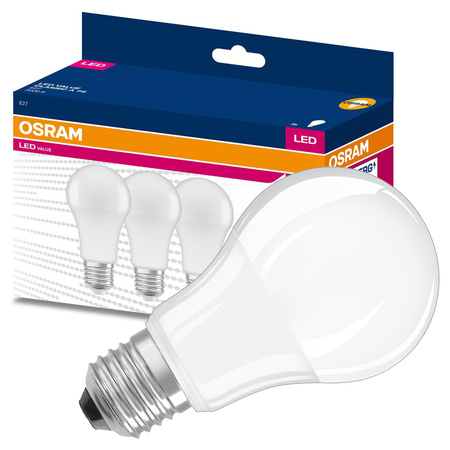 3x LED Lampen E27 A60 10W = 75W 1055lm 3000K Wärme 200° OSRAM VALUE