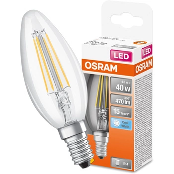 E14 B35 CL LED Lampe 4W = 40W 470lm 4000K Neutral 300° OSRAM STAR Filament