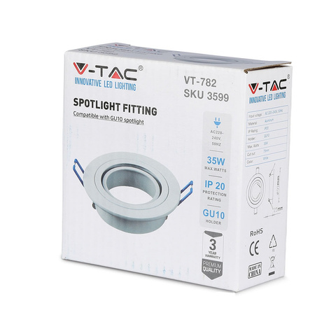 Deckenleuchte Unterputz GU10 rund weiß VT-782 V-TAC