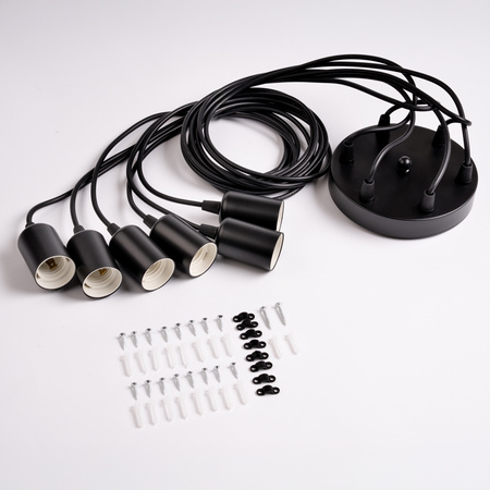 Pendelleuchte mit 6x E27-Sockeln einstellbare, Hängelampe Schwarz mit 6-fach Pendel Spinne Arane LUMILED