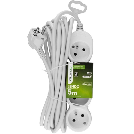 Netzverlängerungskabel geerdete Steckdosenleiste 4 Steckdosen 5m weißes Kabel Lendo Lumiled
