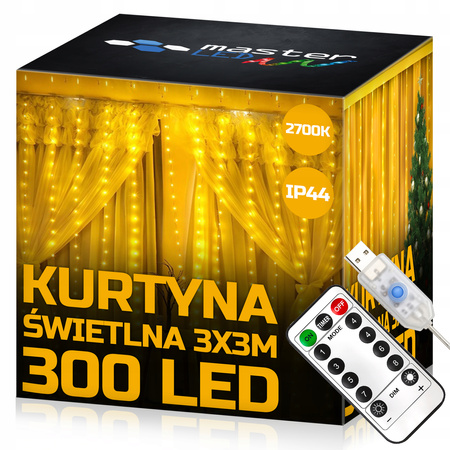 LED-Vorhang USB 5V 300xLED mit Fernbedienung 2700K LVT