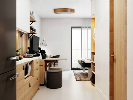 Jasmin Aufbau LED Deckenleuchten 2x E27 38cm rund Holz KANLUX