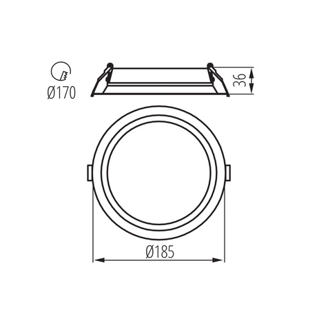 LED-Einbauleuchte 21W 2310lm 3500K Warm CRI90 90° Rund Schwarz TIBERI Kanlux