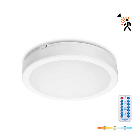 LED-Badezimmer-Deckenleuchte Aufputz 24W 2520lm 4000K 120° mit Bewegungs- und Dämmerungssensor Weiß IP65 Nairos Kobi