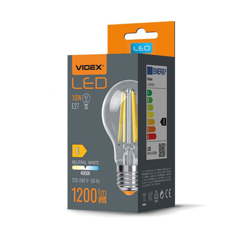 LED Lampen E27 A60 10W = 82W 1200lm 4000K Neutral 360° FILAMENT Videx