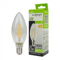 LED-Lampe Kerze B35 E14 2W 240lm 2700K warmweiß FILAMENT Ecolight