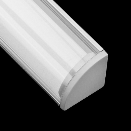 Aluminium LED-Profil KM55 Eckmontage mit Klarglasabdeckung und Endkappen, 1m Silber LUMILED