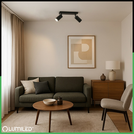 Deckenleuchte mit 2x GU10-Sockeln, Einbaustrahler HALOGEN schräg TABULA SPOT LUMILED