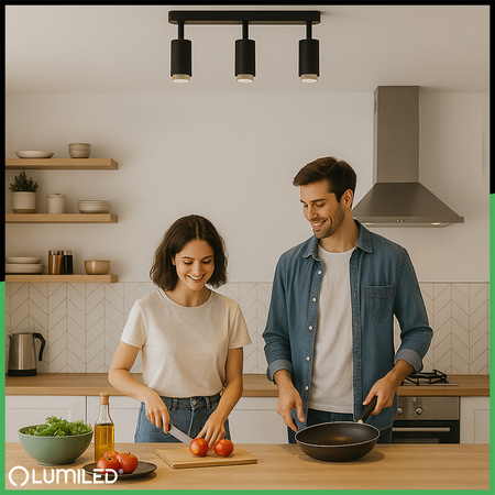 Deckenlampe LED Strahler 3x GU10 Röhre Spot ELIGIS Schwarz LUMILED