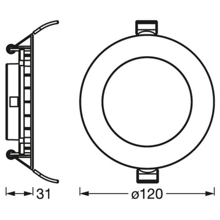 LED-Panel-Deckeneinbauleuchte DOWNLIGHT SLIM 8W 550lm 3000K Warm 12cm LEDVANCE