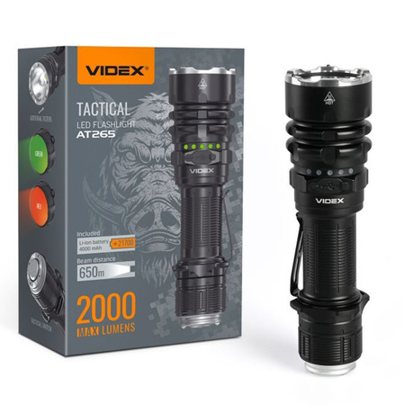 Wiederaufladbare LED-Hand-Taschenlampe 20W 2000lm 4 Modi USB-C Wasserdicht IP68 Videx