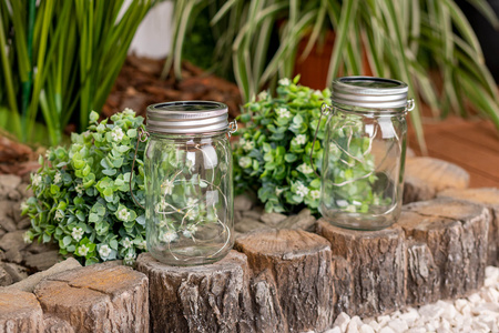 LED Laterne Solar Garten Krug hängend Glas