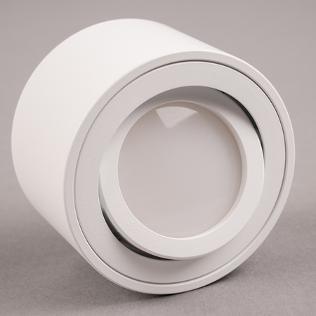 Halogen-Aufbauleuchte, Aufbauspot 50mm Runde Tube Weiß AMAT-S+LED-Einsatz 5W 3000K LUMILED