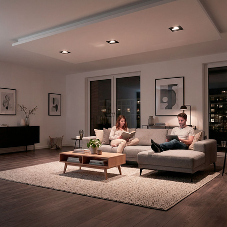 Einbaustrahler GU10, MR16 Einbauspot HALOGEN Quadrat beweglich Schwarz CASSIO LUMILED