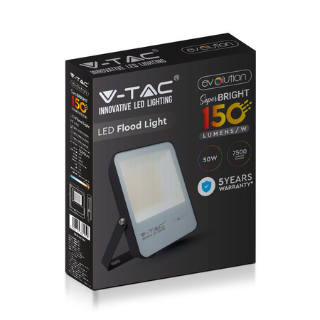 LED Fluter 50W 7500lm 3000K IP65 Schwarz SMD VT-4961 V-TAC