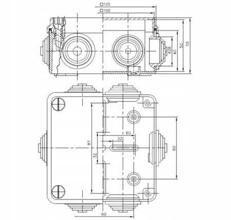 Aufputz-Installationsdose hermetisch S-BOX 106 100 x 100 x 50 IP65 6 PAWBOL-Drosseln