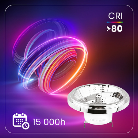 LED Lampen G53 AR111 10W = 75W 1055lm 3000K Warm 24° 12V AC/DC Silber LUMILED