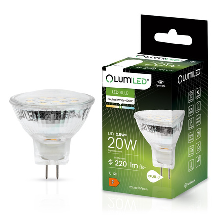 LED Lampen MR11, Glühbirne 12V 2.5W = 20W 220lm 120° 4000K neutral LUMILED