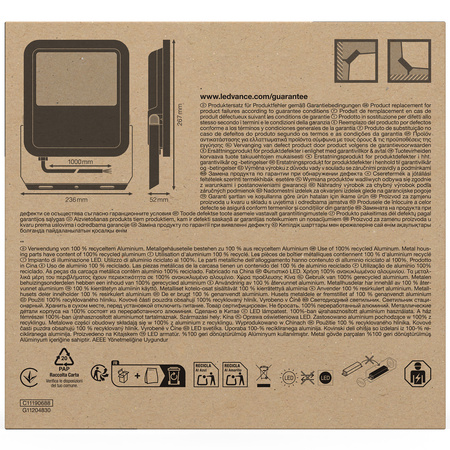 LED-Flutlicht 69W 10000lm 6500K IP66 Schwarz LEDVANCE Flutlicht