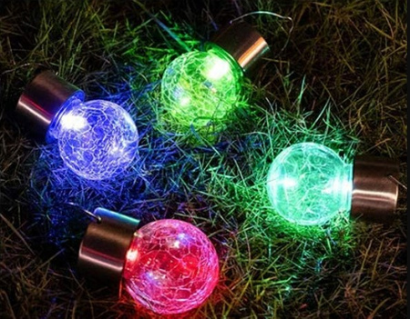 LED-Solar-Gartenlampe hängende LED-RGB-KUGEL Glas schwarz Cracked-Glas-Effekt