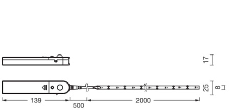 LED-Streifen 3.6W 3000K Warm Batterie 2M Batterie-Streifen Ledvance