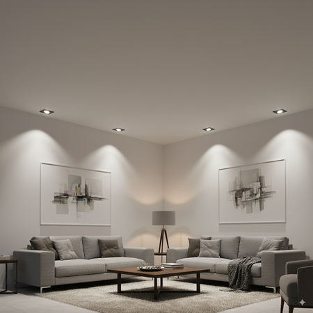 Einbaustrahler GU10, MR16 Einbauspot HALOGEN Quadrat beweglich Schwarz CASSIO LUMILED