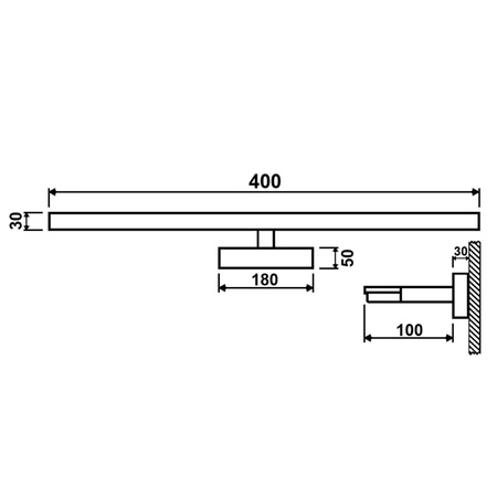 VENUS Spiegelleuchte LED Badezimmer Wandleuchte 8W 580lm Schwarz und Gold 40cm