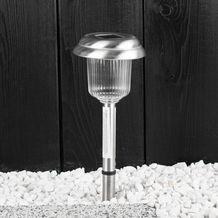 LED SOLAR Gartenlampe Chrom 6000K kaltweiß 41cm