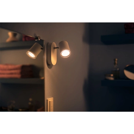 Badezimmer Spot LED-Wandleuchte Spot Adore Weiß 5W IP44 CCT PHILIPS HUE Bluetooth + Dimmschalter