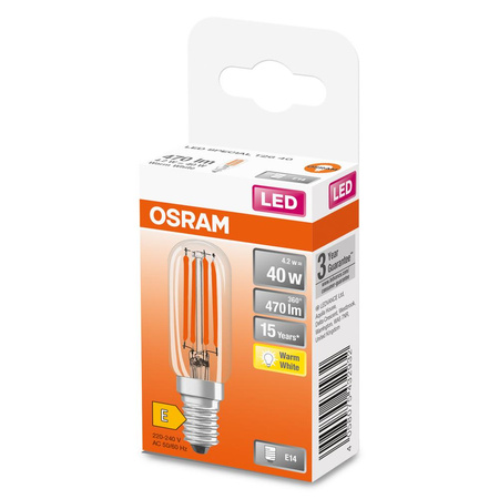 LED Lampen E14 T26 4.2W = 40W 470lm 2700K Warm 300° Glühfaden OSRAM