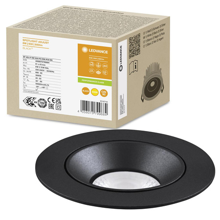 LED-Panel bündig montiert Spot Leuchte 8W 680lm CCT Dimmbar Spot Schwarz Air Adjust Ledvance