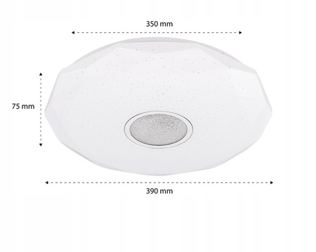 LED-Badezimmer Deckenleuchte 24W 3000-6500K Weiß Rund Diamant 39cm + Fernbedienung