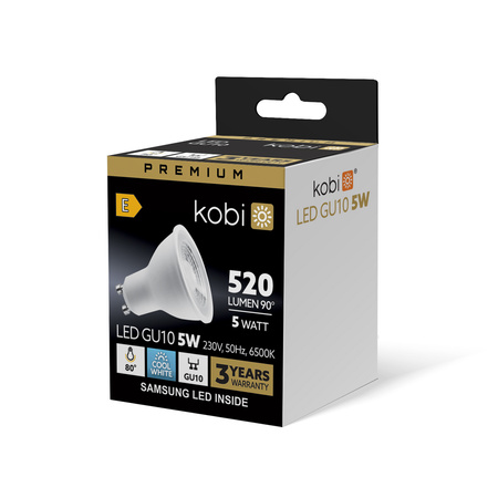 LED GU10 Reflektor Glühbirne 5W 450lm 6500K Kalt 80° Premium Kobi