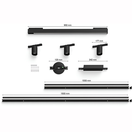 Perifo Lighting Rail Kit 1.5m + 3x Reflektor + LED Licht 44.6W CCT RGB Philips HUE Bluetooth Schwarz