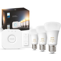 3PAK LED-Glühbirne E27 A60 8W CCT PHILIPS HUE White & Ambiance Bluetooth Zigbee + Hue Bridge + Dimmschalter