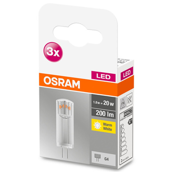 3x LED G4 CAPSULE Glühbirne 1,8W = 20W 200lm 2700K 300° 12V OSRAM