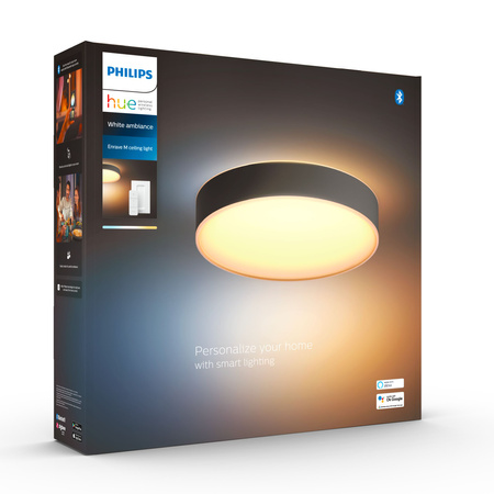 LED Decke Plafond Enrave Schwarz 19.2W 38cm CCT PHILIPS HUE Bluetooth + Dimmschalter