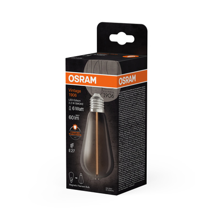 LED Dekorative ST64 Glühbirne E27 2.2W = 6W 60lm 1800K Warm 320° Räucherglühfaden Vintage 1906 Osram