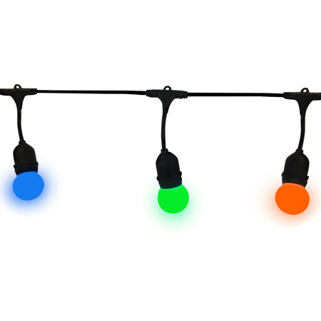 Outdoor Garten Girlande Lichterkette PARTY 5,6m 10xE27 bunt RGB 6W GOLDLUX (Polux)