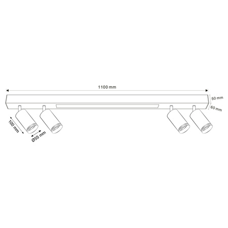 Spotlight Deckenleuchte 3x GU10 Schwarz PARIS Sanico Goldlux