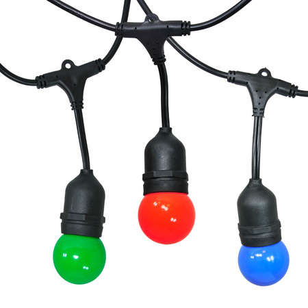 Outdoor Garten Girlande Lichterkette PARTY 5,6m 10xE27 bunt RGB 6W GOLDLUX (Polux)