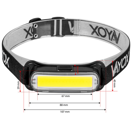 Wiederaufladbare Stirnlampe 300lm COB LED 4 Modi VAYOX