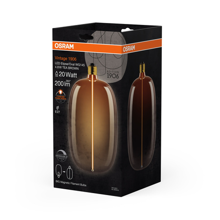 Dekorative LED-Glühbirne E27 4.8W = 20W 200lm 1800K Warm 320° Amber Filament Dimmbar Vintage 1906 Osram