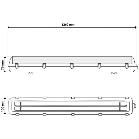 Hermetische Feuchtraumleuchte LED 2x T8, G13 Leuchte IP65 120cm OHLD-236 LUMILED