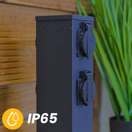 Gartenpfosten IBERI Outdoor Standing 230V 40cm 4x Netzsteckdose LUMILED