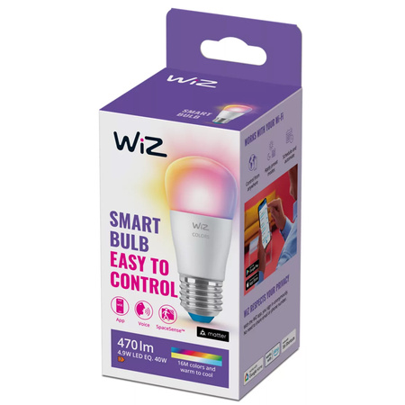 LED-Lampe E27 P45 4.9W = 40W 2200-6500K + RGB SMART WiFi WiZ