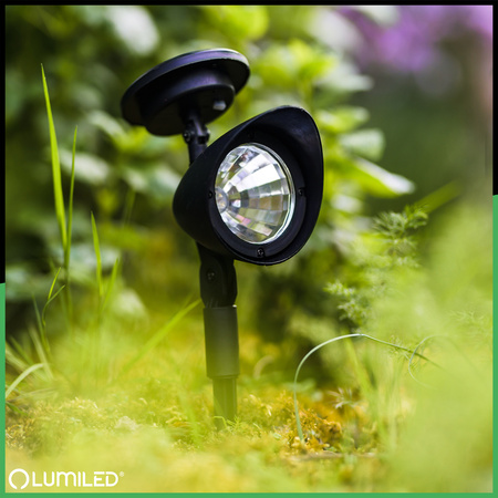 LED Solarbetriebene Gartenlampe Schwarz Gerichtetes OGA Reflektor IP44 6500K LUMILED