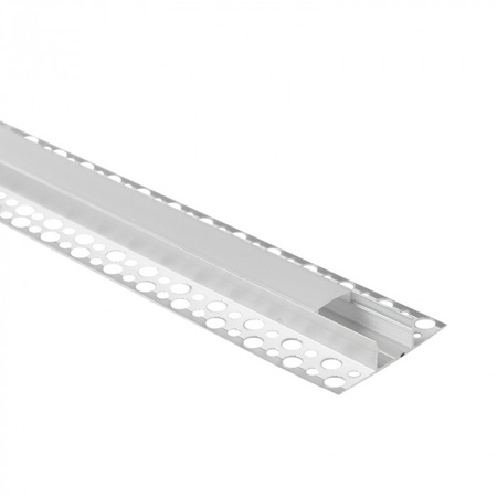 Aluminium-LED-Profil für Gipskartonplatten REGIPS breit Unterfliese eloxiert 1m mit milchigem Lampenschirm für LED-Streifen + Kappen GNS Ecolight Serie